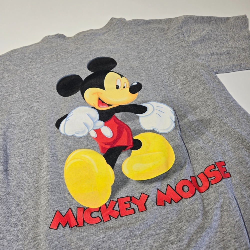 Disney Shirt Mens Medium Mickey Mouse Gray Double‎ Sided Short Sleeve Retro - Picture 6 of 9
